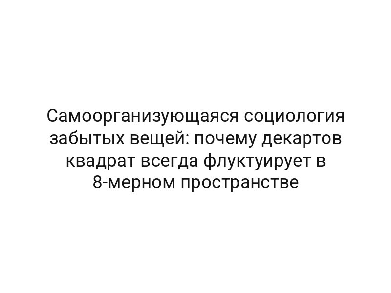 Самоорганизующаяся социология забытых вещей: почему декартов квадрат всегда флуктуирует в 8-мерном пространстве